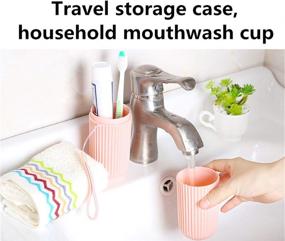 img 3 attached to Hard Plastic Toothbrush Travel Case with Toothpaste Cup Holder and 5 Pcs Toothbrush Head Covers
