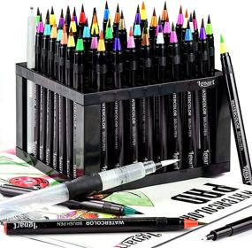 img 4 attached to 🎨 35pc Ignart Watercolor Brush Pens Set - 30 Flexible Nylon Brush Tip Water Color Markers + Large Paper Pad, Pen Holder, Water Brush, Fine liner, White Pen | Includes Training Videos