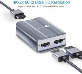 img 2 attached to 📺 gofanco Пророчество 4K HDMI 2.0 Разветвитель - поддерживает 4K @ 60 Гц YUV 4:4:4, HDR, 3D, HDCP 2.2 / 1.4, EDID, 18Gbps, Dolby Digital, DTS, LPCM, защиту ESD, 2 порта, 1 вход 2 выхода (PRO-HD20split2P)