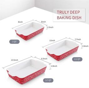 img 2 attached to 🍽️ KOOV Bakeware Sets: Ceramic Baking Dish Set for Perfect Lasagna and Cakes - 3-Piece Snowflake Series in Red