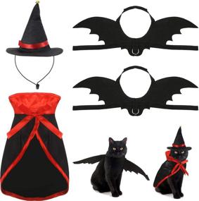 img 4 attached to 🐱 Frienda Halloween Pet Costume Set: Black Cat Bat, Vampire Cloak, Wizard Hat for Cats & Dogs - Perfect for Halloween Cosplay and Accessories