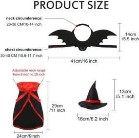 img 2 attached to 🐱 Frienda Halloween Pet Costume Set: Black Cat Bat, Vampire Cloak, Wizard Hat for Cats & Dogs - Perfect for Halloween Cosplay and Accessories