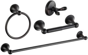 img 4 attached to 🚽 4-Piece Bathroom Hardware Set - Wall Mounted Accessories: 24-Inch Towel Rack, Toilet Paper Holder, Hand Towel Holder, Square Hook - Oil Rubbed Bronze