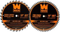 🪚 wen bl1032-2 professional woodworking saw blade set - 10-inch, 32-tooth and 60-tooth carbide-tipped, two pack logo