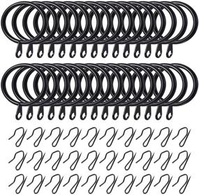 img 1 attached to 🔗 Set of 60 Metal Drapery Curtain Rings & 60 Curtain Drapery Hooks – 30 mm Internal Diameter (Black)"