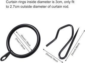 img 3 attached to 🔗 Set of 60 Metal Drapery Curtain Rings & 60 Curtain Drapery Hooks – 30 mm Internal Diameter (Black)"