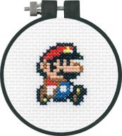 dimensions 72-75184 arts and crafts super mario bros counted cross stitch kit - beginner's 3''d white aida set logo