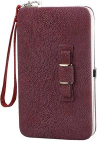 img 2 attached to 👛 Leather Cellphone Evening Wristlet Clutch for Women's Handbags & Wallets - Ideal Wristlets