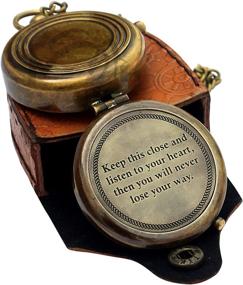 img 4 attached to 🧭 Magnetic Camping Compass: Join the Journey, Keep This Close and Listen to Your Heart. Ideal Brass Pocket Compass for Son, Father, Love, Partner – Includes Leather Case. C-3129