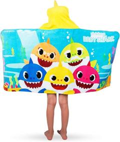 img 2 attached to 🦈 Franco Kids Baby Shark Hooded Towel Wrap, 24" x 50", Soft Cotton Terry Bath and Beach Towel