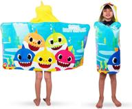 🦈 franco kids baby shark hooded towel wrap, 24" x 50", soft cotton terry bath and beach towel logo