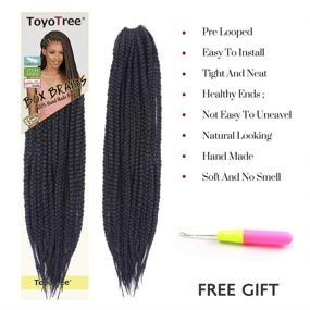 img 2 attached to 🎉 ToyoTress 7Packs/Lot 14 Inch Box Braids Crochet Hair: Synthetic Hair Extensions in 1B Color