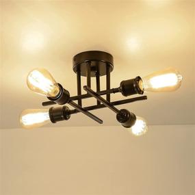 img 3 attached to Eyassi Semi Flush Mount Modern Ceiling Lights | 4-Light Sputnik Chandelier | Mid Century Ceiling Light Fixtures | Black E26 Modern Ceiling Lamp | Suitable for Kitchen, Living Room, Bedroom, Hallway, Entryway, Farmhouse