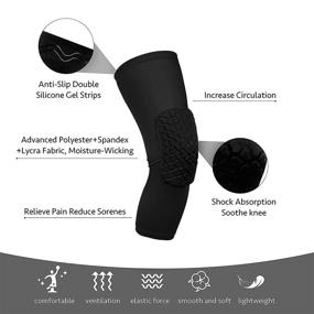 img 2 attached to XL Honeycomb Knee Sleeve - Crashproof Antislip Basketball Volleyball Leg Knee Long Sleeve Protective Pad (Black, M) - 2 Packs