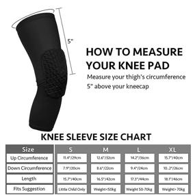 img 3 attached to XL Honeycomb Knee Sleeve - Crashproof Antislip Basketball Volleyball Leg Knee Long Sleeve Protective Pad (Black, M) - 2 Packs