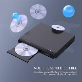 img 1 attached to 📀 COOAU Region Free DVD Player for TV & Home, HDMI/AV/USB/Coaxial Output, Last Memory, Multi-Format Discs, Black
