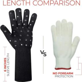 img 3 attached to 932° Heat Resistant Oven Gloves Mitts, 1 Pair - EN407 Designer BBQ Gloves with Extra Long Sleeves, Protecting Forearms - Oven Gloves with Fingers, Superior Non-Slip Grip