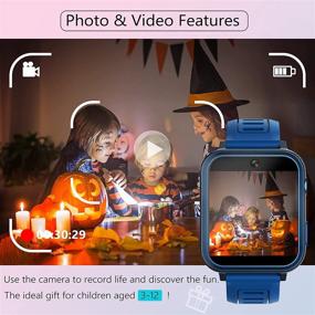 img 1 attached to 🌟 Умные часы для детей: 16 игр, видеокамера, педометр и другие функции - сапфирово-синие