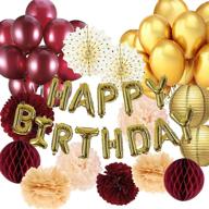 🎉 бордовые золотые осенние украшения к дню рождения для женщин - отпразднуйте стильно с воздушными шарами с днем рождения и вечеринкой для 30/40/50-летия. логотип