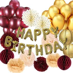 img 4 attached to 🎉 Burgundy Gold Fall Birthday Decorations for Women - Celebrate in Style with HAPPY BIRTHDAY Balloons and Party Supplies for 30th/40th/50th Birthdays