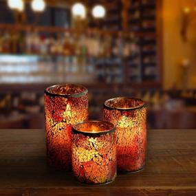 img 2 attached to AGLARY Moving Wick Red Mosaic Glass Jar Flameless Candles: Elegant Battery-Operated LED Pillar Candles with Remote, Timer, for Wedding, Home, Party, Christmas Decor - 6 inch