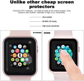 img 1 attached to Ритастар чехол-бампер с металлическим крышкой для защиты экрана Apple Watch 40 мм, HD-прозрачное высокочувствительное закаленное стекло, без пузырей, полное покрытие для женщин, розовый цвет - iWatch Серия 6 SE 5 4.