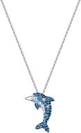 izpack fashion dolphin pendant necklace: sterling silver 925, blue crystal diamond, swarovski elements charm, adjustable chain - gorgeous jewelry gifts for girls and women logo