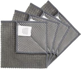 img 4 attached to 🧽 Highly Absorbent Microfiber Dish Cloths: Kitchen Cleaning Wash Cloth Towels with Scrub Side, Lint-Free & Fast Drying (Gray-4pack, 12x12 inch)