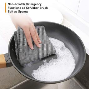 img 1 attached to 🧽 Highly Absorbent Microfiber Dish Cloths: Kitchen Cleaning Wash Cloth Towels with Scrub Side, Lint-Free & Fast Drying (Gray-4pack, 12x12 inch)