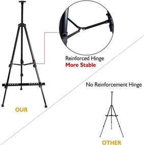 img 1 attached to 🎨 T-Sign 72-дюймовая стойка для дисплея, алюминиевая металлическая регулируемая тренога для искусства, высота 22-72”, особенно прочная для живописи, рисования и демонстрации на столе/полу, с сумкой, черная.
