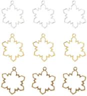 30pcs snowflake open bezel charms - olycraft 3-color alloy frame pendants with loop, color-lasting hollow resin frames for resin jewelry making logo