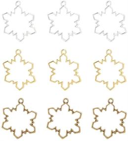 img 4 attached to 30pcs Snowflake Open Bezel Charms - OLYCRAFT 3-Color Alloy Frame Pendants with Loop, Color-Lasting Hollow Resin Frames for Resin Jewelry Making