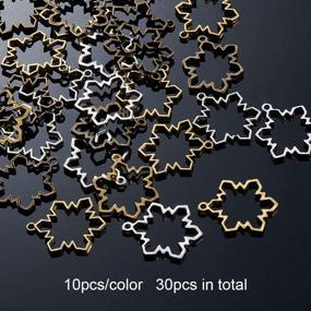 img 1 attached to 30pcs Snowflake Open Bezel Charms - OLYCRAFT 3-Color Alloy Frame Pendants with Loop, Color-Lasting Hollow Resin Frames for Resin Jewelry Making