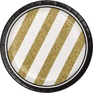 🍽️ black and gold 7-inch sturdy style paper dessert plates - pack of 8 by creative converting logo