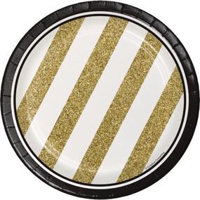 img 3 attached to 🍽️ Black and Gold 7-inch Sturdy Style Paper Dessert Plates - Pack of 8 by Creative Converting