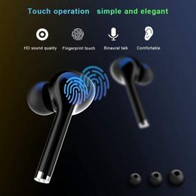 img 2 attached to 🎧 Wireless Bluetooth 5.0 Earbuds: Mini In-Ear Noise Canceling Headset with Charging Case - TWS Stereo Touch Control Waterproof Earphones for Workout/Gym/Running