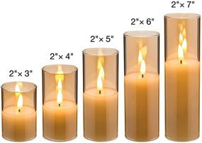 img 3 attached to 🕯️ Eywamage Gold Glass Slim Flameless Candles - Battery Operated LED Flickering Pillar Candles with Remote Control for Wedding Table Decor - Sizes: D 2" H 3" 4" 5" 6" 7