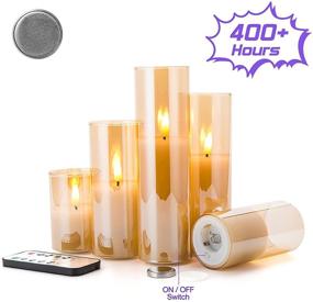 img 2 attached to 🕯️ Eywamage Gold Glass Slim Flameless Candles - Battery Operated LED Flickering Pillar Candles with Remote Control for Wedding Table Decor - Sizes: D 2" H 3" 4" 5" 6" 7