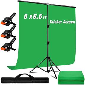 img 4 attached to 📸 5 X 6.5 FT Green Screen Backdrop Kit with Portable Support Stand - Heysliy Greenscreen Kit with Green Cloth, 3 Spring Clamps, Ideal for Photoshoot, Streaming, Zoom, Gaming