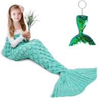 🐠 amyhomie mermaid tail blanket: cozy crochet sleeping bag for kids & adults - perfect mermaid gift for girls in scalemint! (kids' size) logo