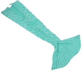 img 2 attached to 🐠 AmyHomie Mermaid Tail Blanket: Cozy Crochet Sleeping Bag for Kids & Adults - Perfect Mermaid Gift for Girls in ScaleMint! (Kids' Size)