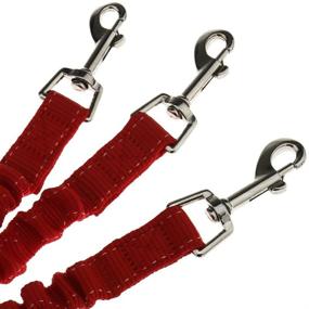 img 2 attached to 🐾 SING F LTD 3-Way No-Tangle Triple Coupler Dog Bungee Walk Leash Lead Rope Strap - Red