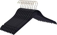 👔 premium 10-pack black wooden suit hangers - stylish coat hangers with gold swivel hook, smooth finish - ideal for jackets, pants, dresses логотип