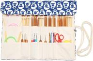 🐑 teamoy knitting needles case: rolling organizer for 14-inch straight and circular needles, crochet hooks, sheep design - no accessories included logo