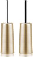 🚽 retyion 2 pack toilet brush and holder: elegant champagne gold bathroom cleaner with long handle and 304 stainless steel construction logo