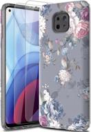 leptech moto g power 2021 case with 2-pack tpu screen protector, flower series heavy duty slim protective phone cover compatible with motorola moto g power 2021 (gray) logo