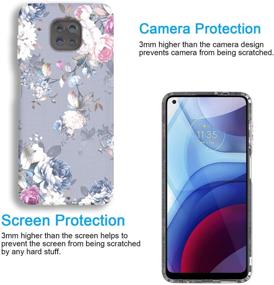 img 3 attached to Leptech Moto G Power 2021 Case with 2-Pack TPU Screen Protector, Flower Series Heavy Duty Slim Protective Phone Cover Compatible with Motorola Moto G Power 2021 (Gray)