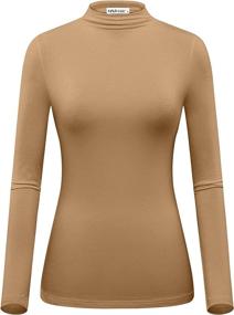 img 4 attached to 👚 Stretchy Fitted Long Sleeve Turtleneck Top for Women - MSBASIC Modal