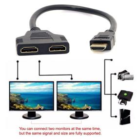 img 3 attached to 🔌 CY HDMI to Dual HDMI Female Y Splitter: Seamless Extension Cable with Micro & Mini HDMI Adapter