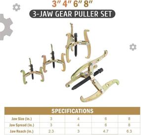 img 3 attached to 🔧 Orion Motor Tech 3-Inch 4-Inch 6-Inch 8-Inch 3-Jaw Gear Puller Set for Efficient Removal of Bearings, Pulleys, and Flywheels (GD)